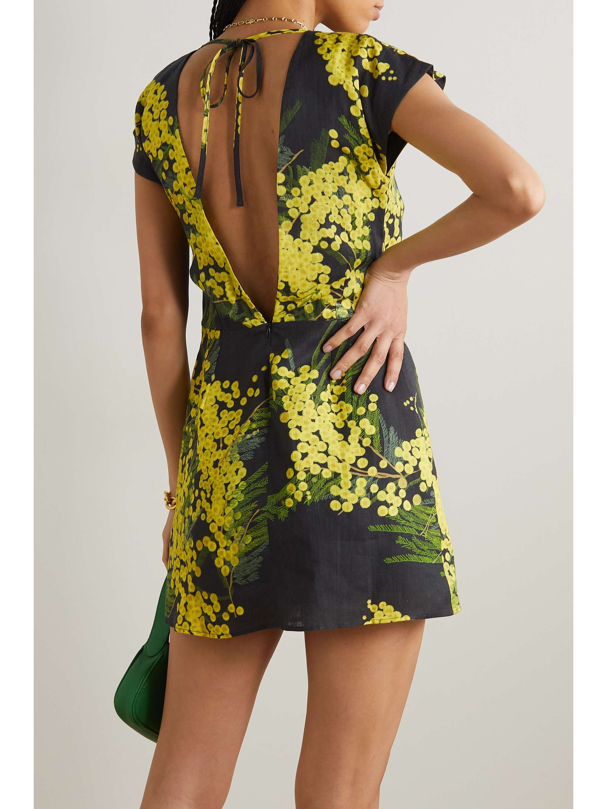 Anne cutout floral-print linen mini dress | NET-A-PORTER (US)