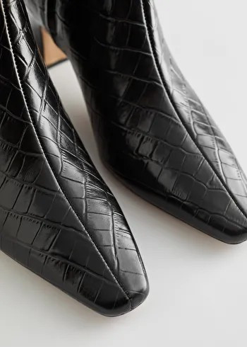 Croc Leather Heeled Ankle Boots | & Other Stories (EU + UK)