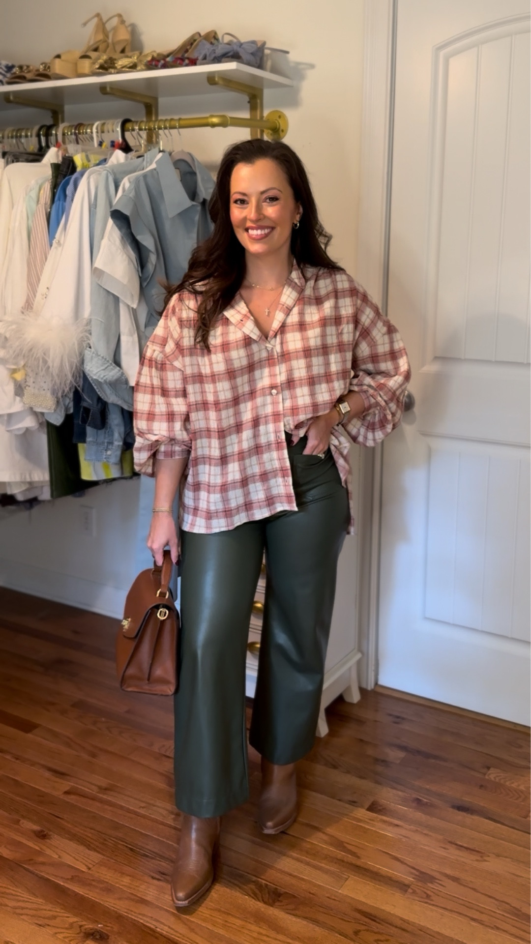 Casual fall outfit & my go-to BOOTS!

Flannel print top - olive green leather pants- brown leather boots booties 
Top- small
Pants - 27 Regular 

#LTKTravel #LTKStyleTip #LTKSeasonal