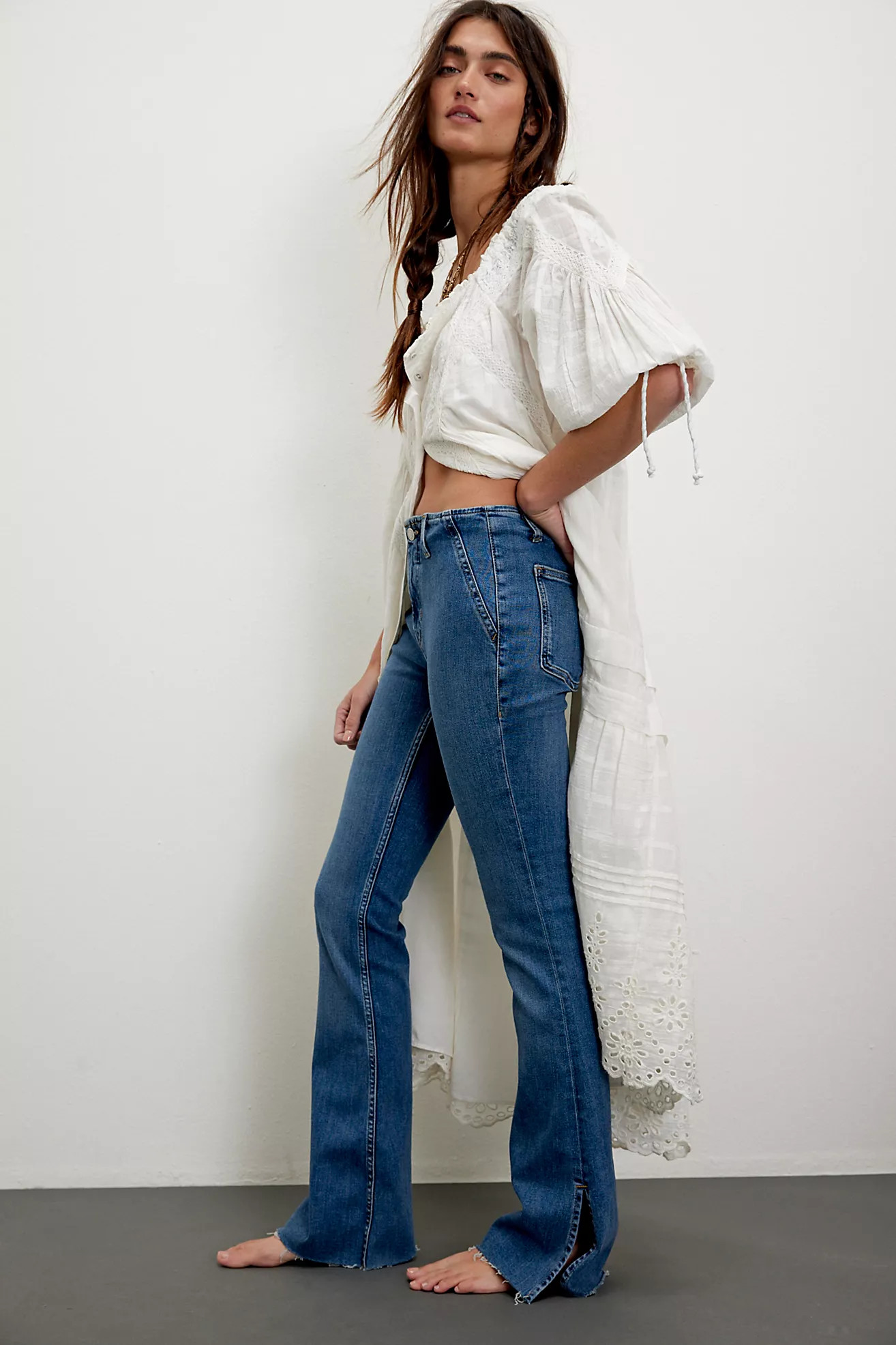 We The Free Level Up Slit Slim Flare Jeans | Free People (Global - UK&FR Excluded)