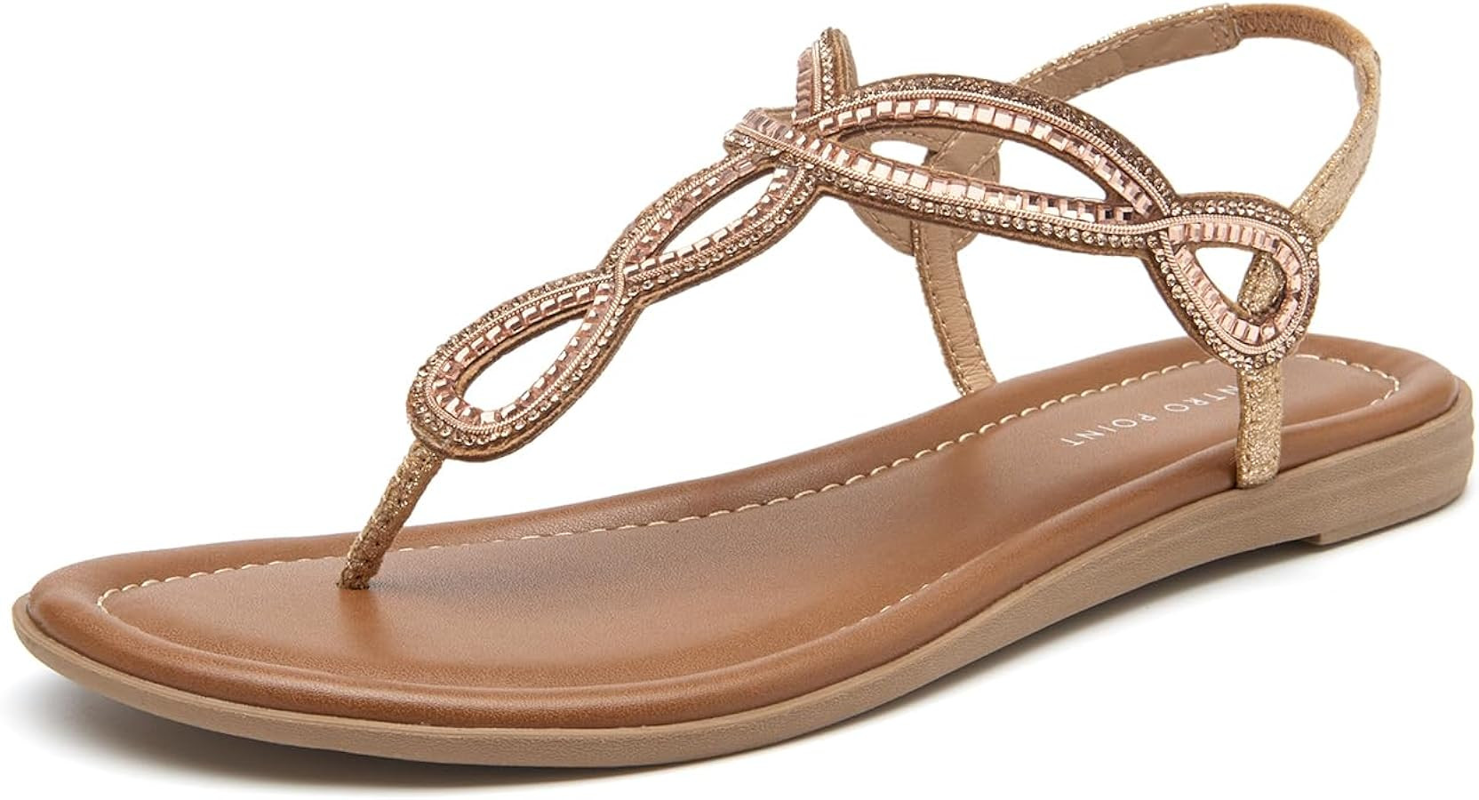 CentroPoint Women's Braided T-strap Thong Slip On Flat Sandals With Elastic Brand Roman Gladiator... | Amazon (US)