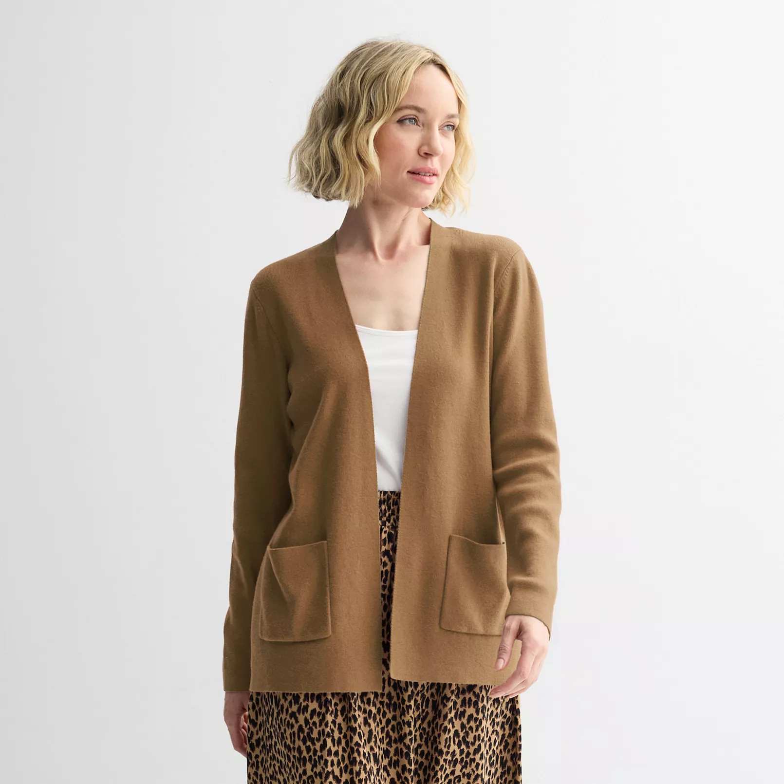 Petite Croft & Barrow® Polished Open Front Sweater | Kohl's