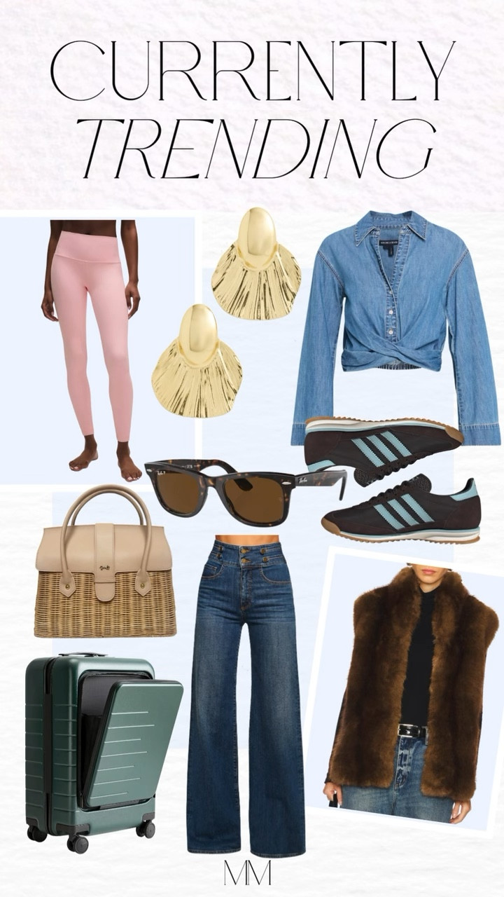 Currently trending pieces you’ll wear on repeat this season. Think elevated basics with a mix of sporty and chic. Pink leggings, wide leg denim, statement gold earrings, woven bags, denim tops, retro sneakers and a luxe faux fur layer for that effortless cool look. Perfect for everyday styling, travel outfits and off duty looks [ltk style, trending outfits, everyday outfits, casual chic, wide leg jeans, denim outfit, athleisure, spring outfits, fall outfits, travel style, neutral outfits, fashion finds]

#LTKOver40