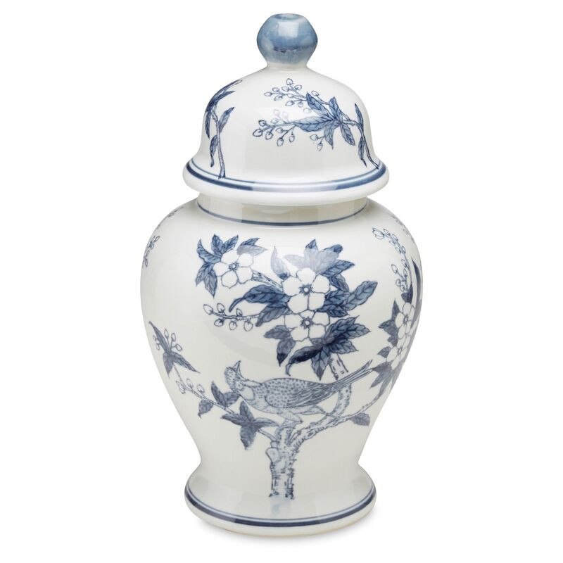 15" Ceramic Ginger Jar, Blue/White | One Kings Lane