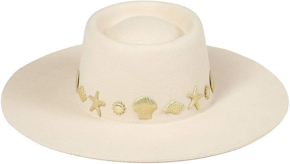 Lack of Color Women's Seaside Wool Boater Hat with Gold Conchos | Amazon (US)