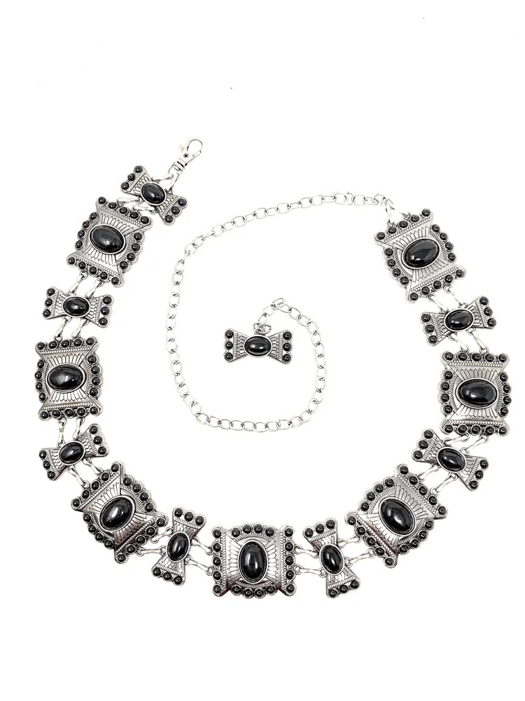 Western Women's Agate Stone Concho Large Chain Belt in 3 color - Walmart.com | Walmart (US)