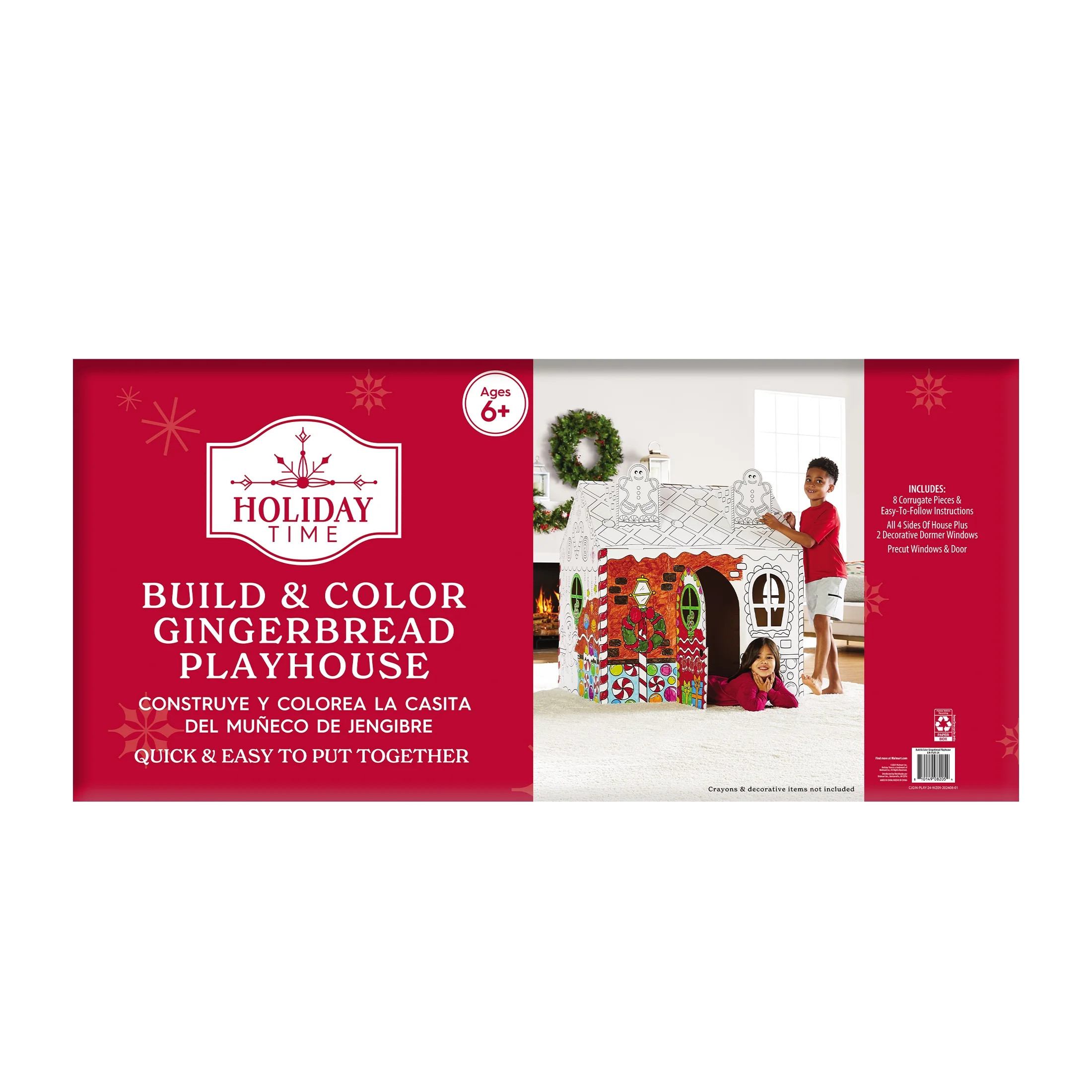 Build & Color Gingerbread Playhouse Cardboard Craft by Holiday Time | Walmart (US)