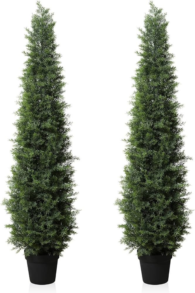 Fopamtri Artificial Plants Outdoor 150 cm Cypress Tree Fake Plants Plastic in Pot, UV Rated Cedar... | Amazon (UK)
