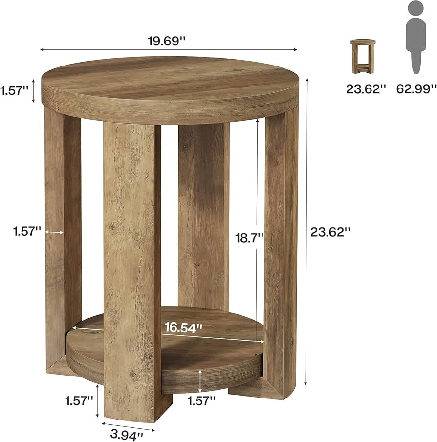 Tribesigns Side Table, 2-Tier Round End Table, Small Bedside Accent Furniture for Living Room, Be... | Amazon (US)