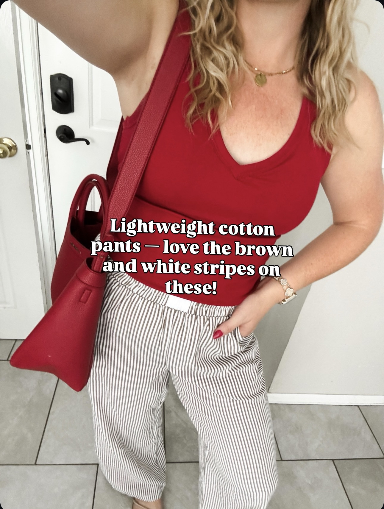Dark red tank top with built in bra, brown and white striped pants, red purse and sandals 





Amazon outfits, fall outfit inspo, outfit ideas, casual outfits amazon, amazon outfits every day, outfit ideas 2026, fall outfits, fall outfits Amazon, midsize fall outfit inspo, petite outfits for fall, Amazon fall fashion, casual fall style, trending fall fashion, September outfit ideas, Labor Day sale amazon

#LTKootd #LTKSaleAlert #LTKPetite