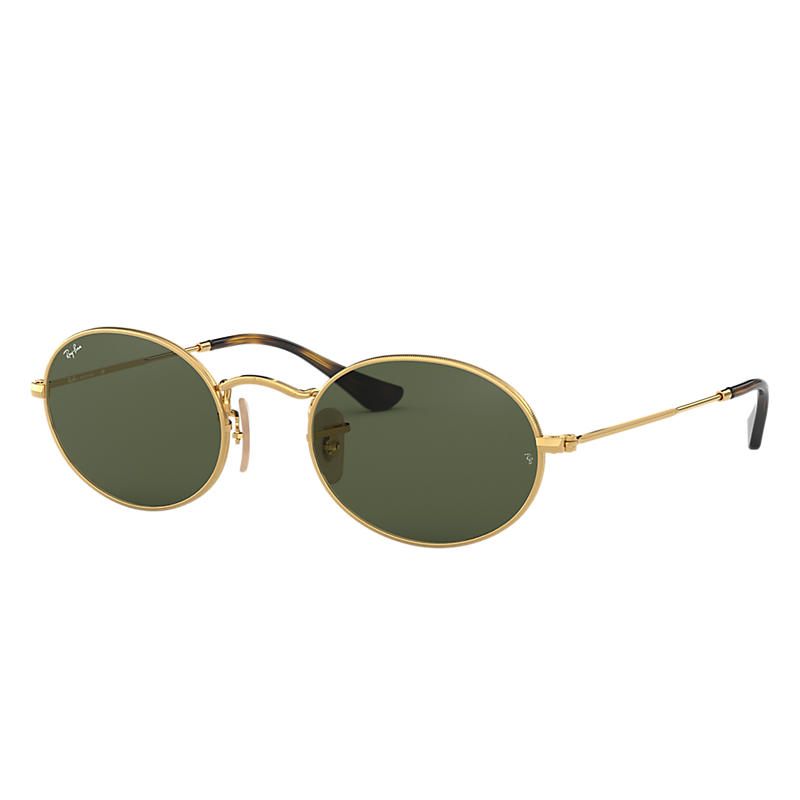 Ray-Ban Oval Flat Gold Sunglasses, Green Lenses - Rb3547n | Ray-Ban (US)