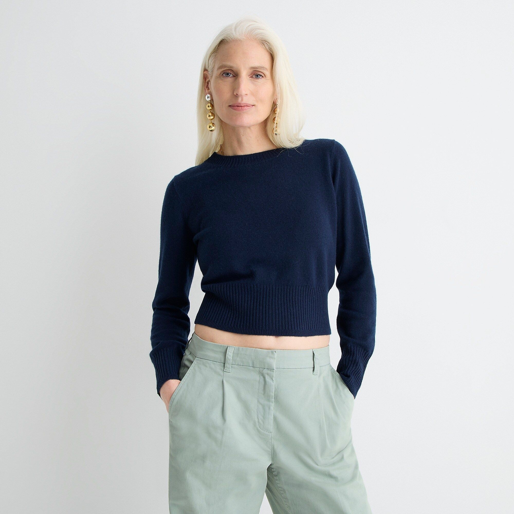 Cropped cashmere crewneck sweater | J.Crew US