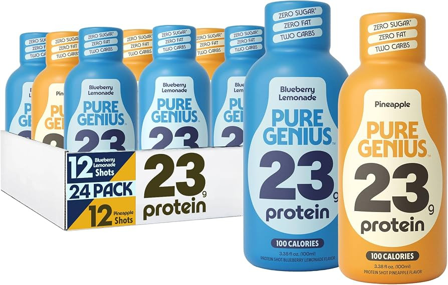 Pure Genius 23g Protein Shot Drink | 100 Calories, No Sugar, No Fat, Whey & Collagen, Gluten Free... | Amazon (US)