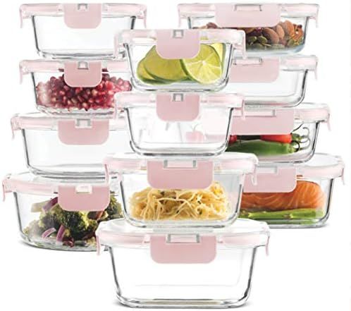 24-Piece Superior Glass Food Storage Containers Set - Newly Innovated Hinged BPA-free Locking lids - | Amazon (US)