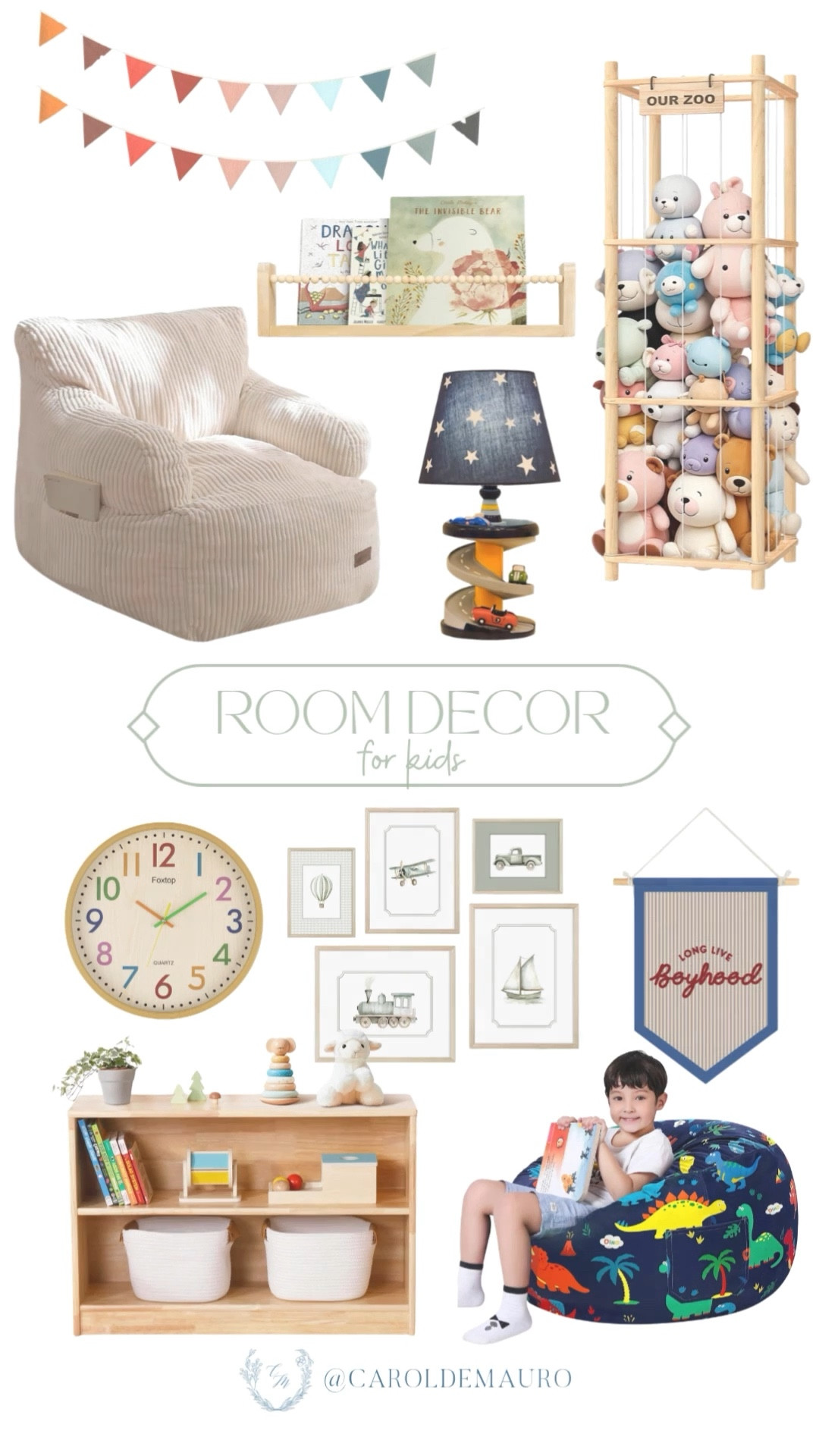 Create a cozy vibe with the white corduroy armchair and matching natural wood bookshelf. Finish the look with the "Our Zoo" storage, dinosaur bean bag, and "Long Live Boyhood" flag!

amazon home, kids bedroom, nursery room inspo, kids toy, decor inspo, affordable finds, boy baby room, playroom

#LTKSeasonal #LTKU #LTKHome
