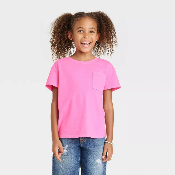 Girls' Short Sleeve Pocket T-Shirt - Cat & Jack™ | Target