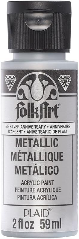 FolkArt Metallic Acrylic Paint in Assorted Colors (2-Ounce), 506 Silver Anniversary | Amazon (US)
