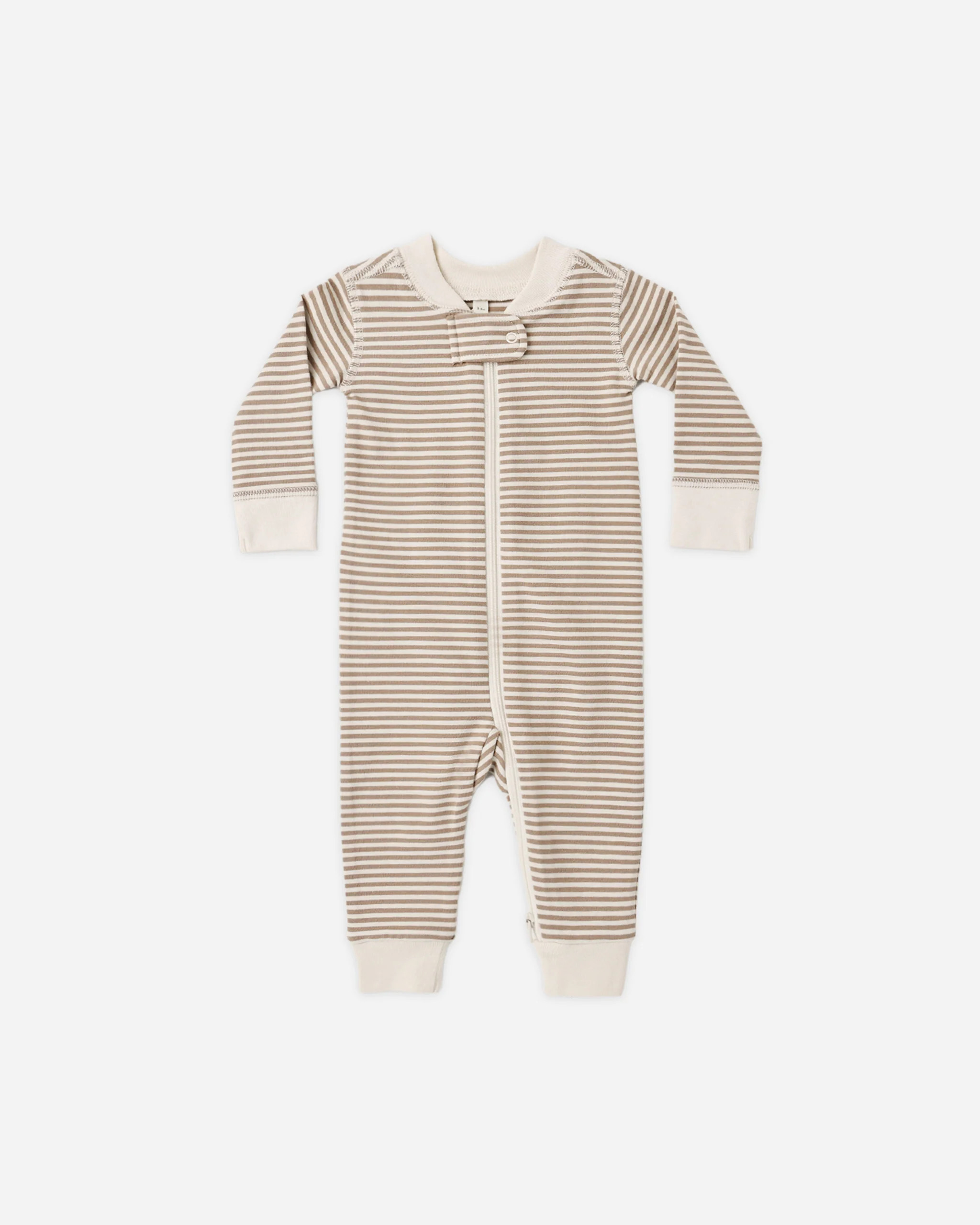 Zip Long Sleeve Sleeper Almond Stripe | Rylee + Cru