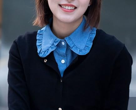 GUZOSJO Denim Detachable Collar Shirt,Dickey Half Blouse False Collar for Lady Girls | Amazon (US)