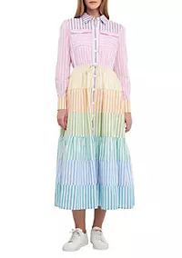 Colorblock Collared Maxi Shirts Dress | Belk