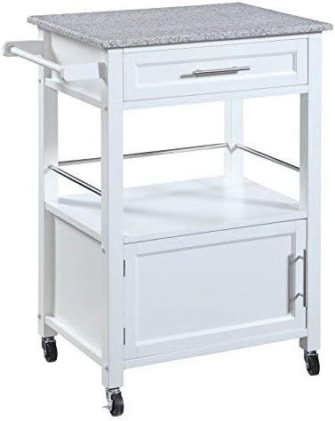 White Linon Storage Cart On Wheels With Granite Top. Great For Small Kitchens!! | Amazon (US)