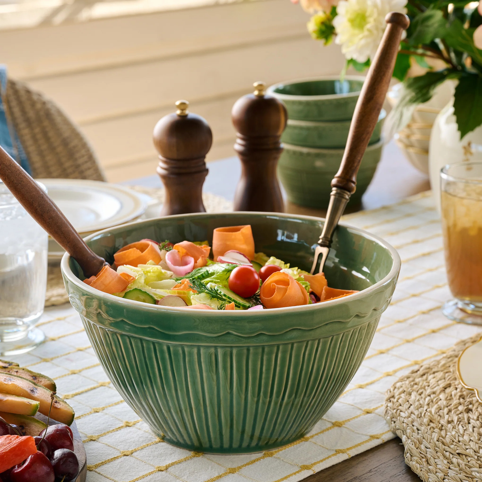 Vintage-Inspired Green Mixing Bowl Set of Two | Magnolia