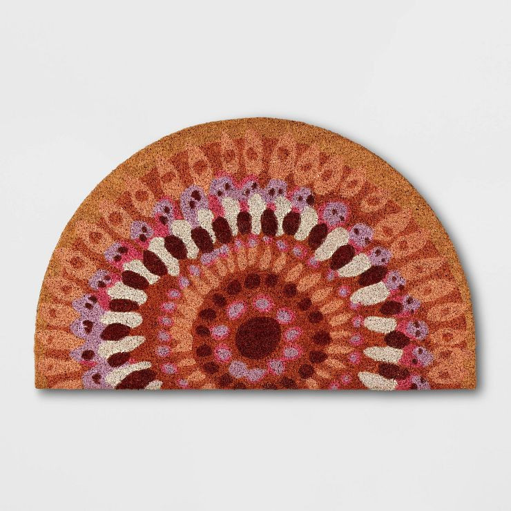 1'6" x 2'6" Outdoor Half-Circle Floral Door Mat Warm - Opalhouse™ | Target