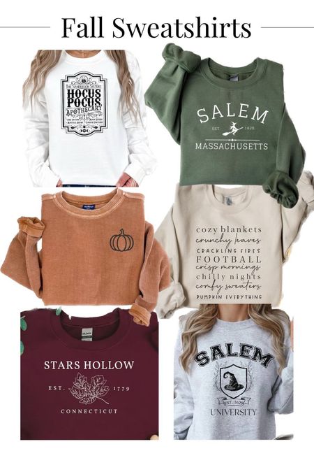 Fall Sweatshirts! Love all of these for this season! Halloween outfits sweaters Salem witch pumpkin fall vibes Gilmore girls hocus Pocus Sanderson sisters harvest autumn football comfy clothes Etsy clothes 

#LTKfindsunder50 #LTKSeasonal #LTKHalloween