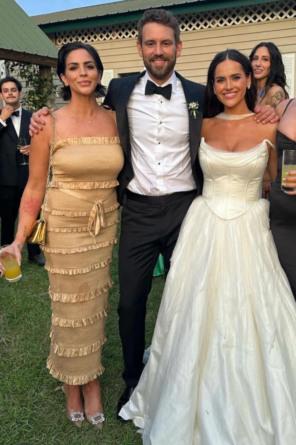 Shop Katie Maloney's tiered maxi column ruffle embellished dress lace embellished pumps #KatieMaloney #CelebrityStyle

#LTKwedding #LTKstyletip