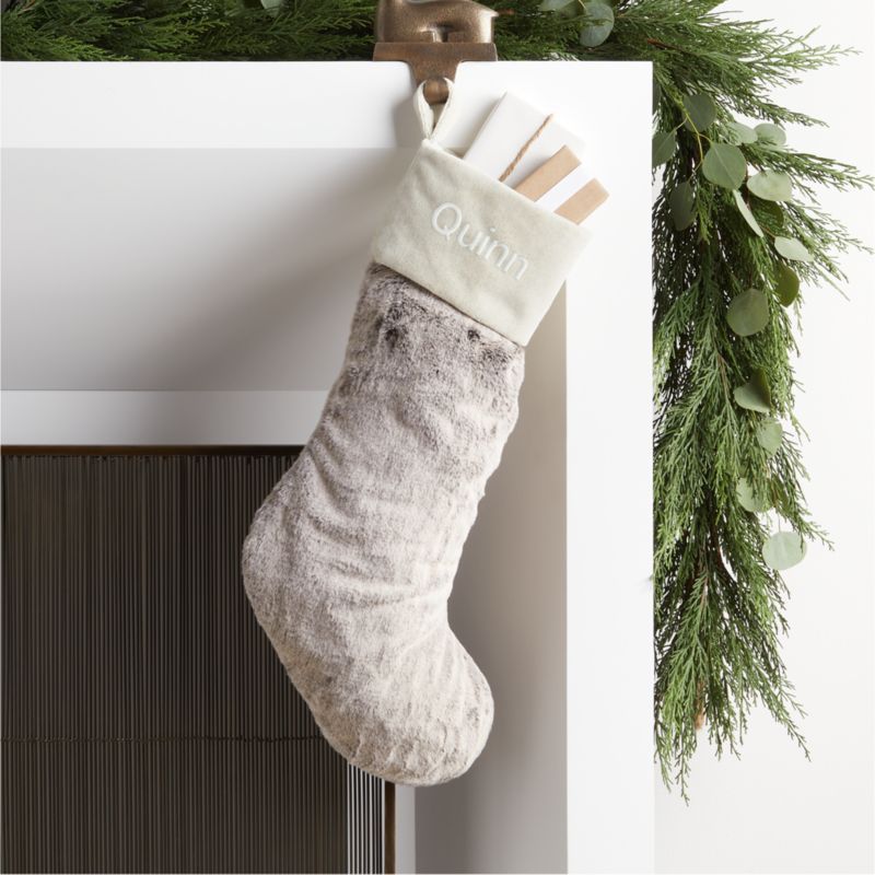 Arctic Brown Faux Fur Personalized Christmas Stocking | Crate and Barrel | Crate & Barrel