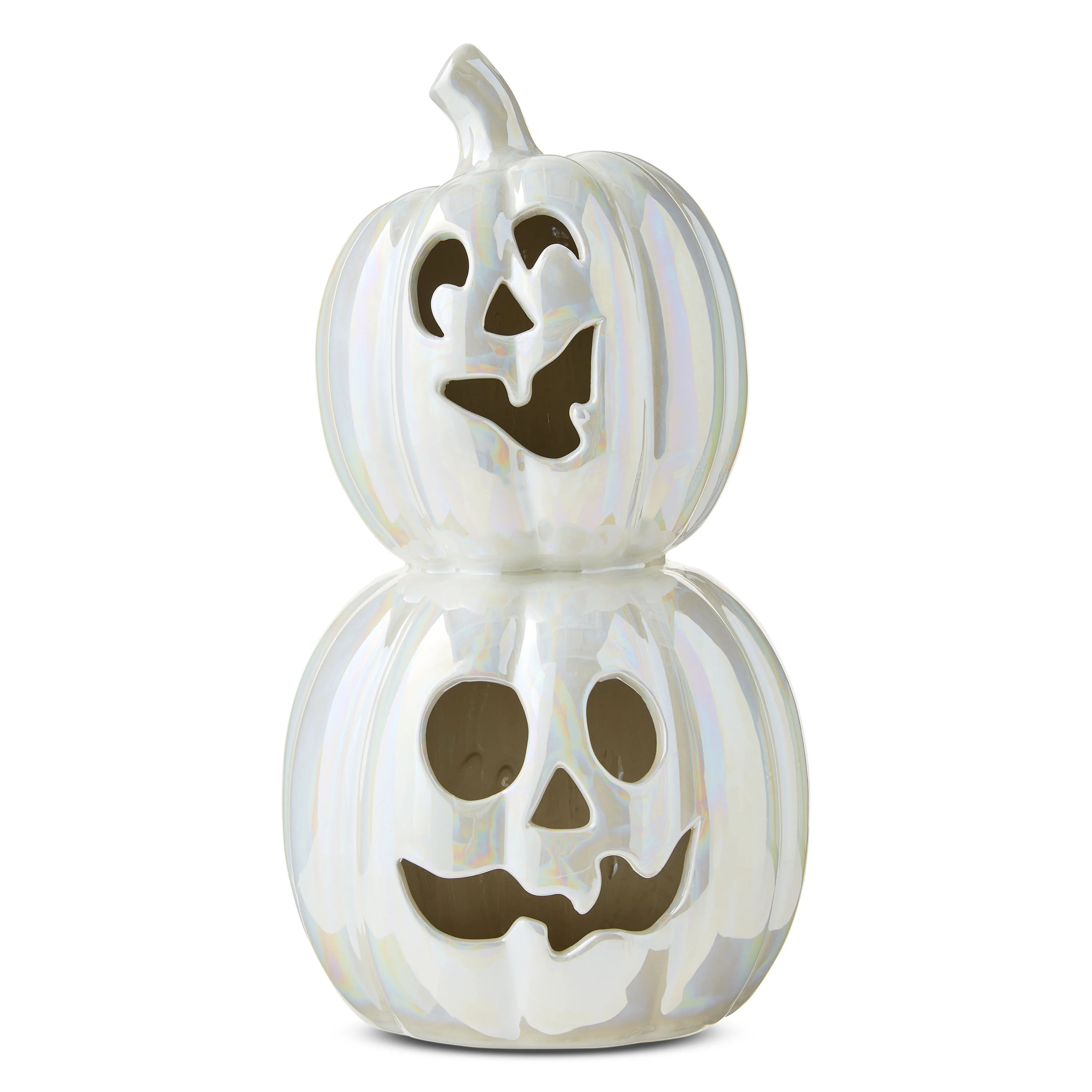 Ceramic Stacked Pumpkins Tabletop Decor, White, 11.75", Halloween by Way To Celebrate | Walmart (US)
