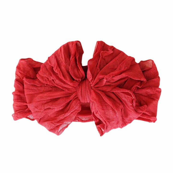 Large Ruffle Knit Bow | Santa Red | Caden Lane