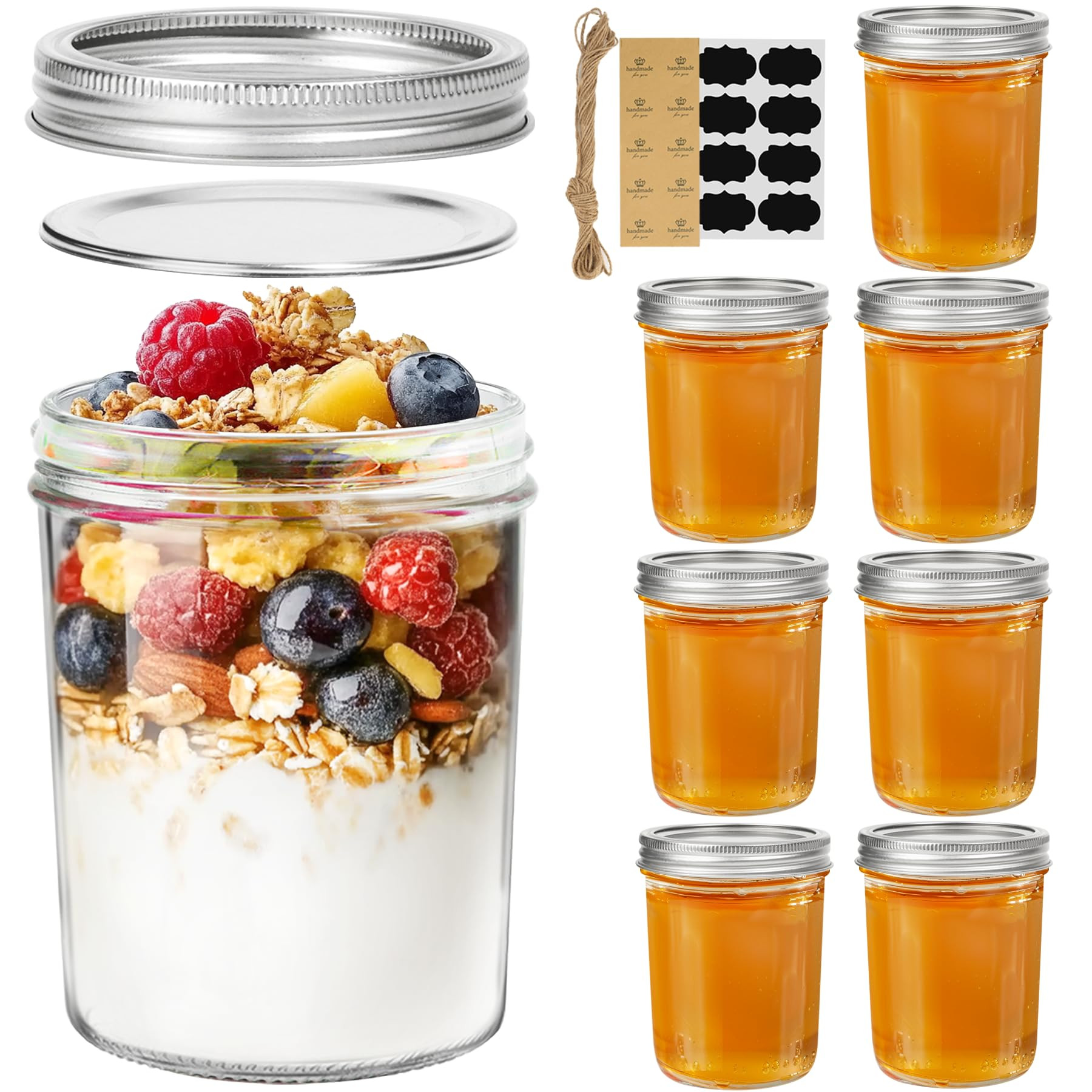 ComSaf Wide Mouth Mason Jars 16oz - 8 Pack, Pint Mason Jars with Lids and Seal Bands, Glass Canni... | Amazon (US)