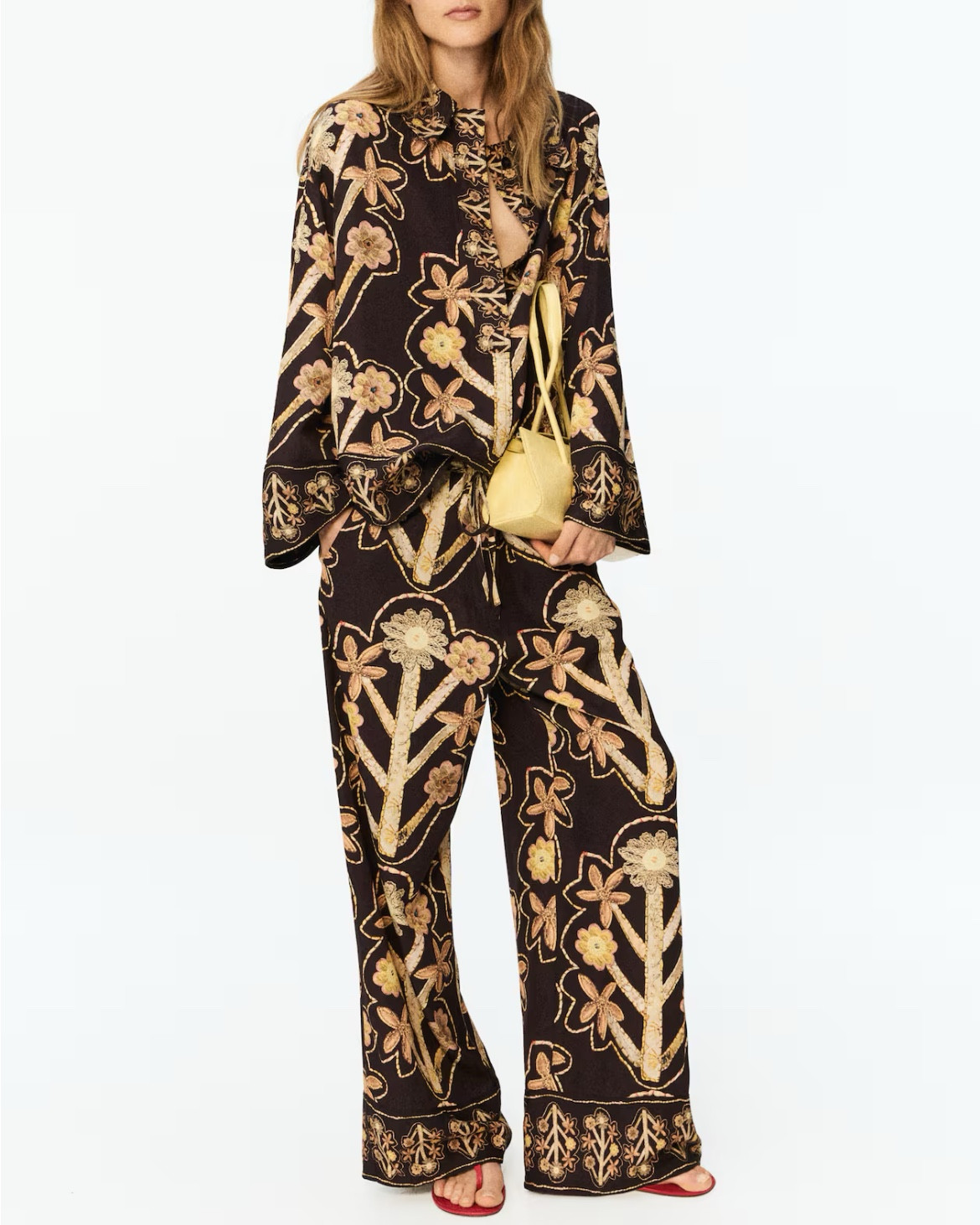 Black floral patterned shirt and pants matching set 

#LTKSeasonal
