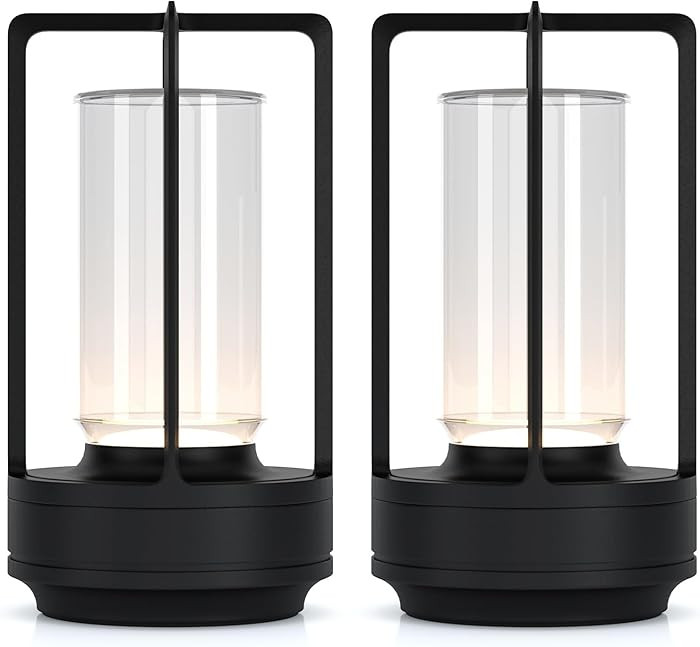 Portable Metal Table Lamp for Indoor/Outdoor ,Rechargeable Cordless LED Lamp, 3-Colour Infinitely... | Amazon (US)