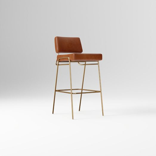 Wire Frame Leather Bar & Counter Stools | West Elm (US)