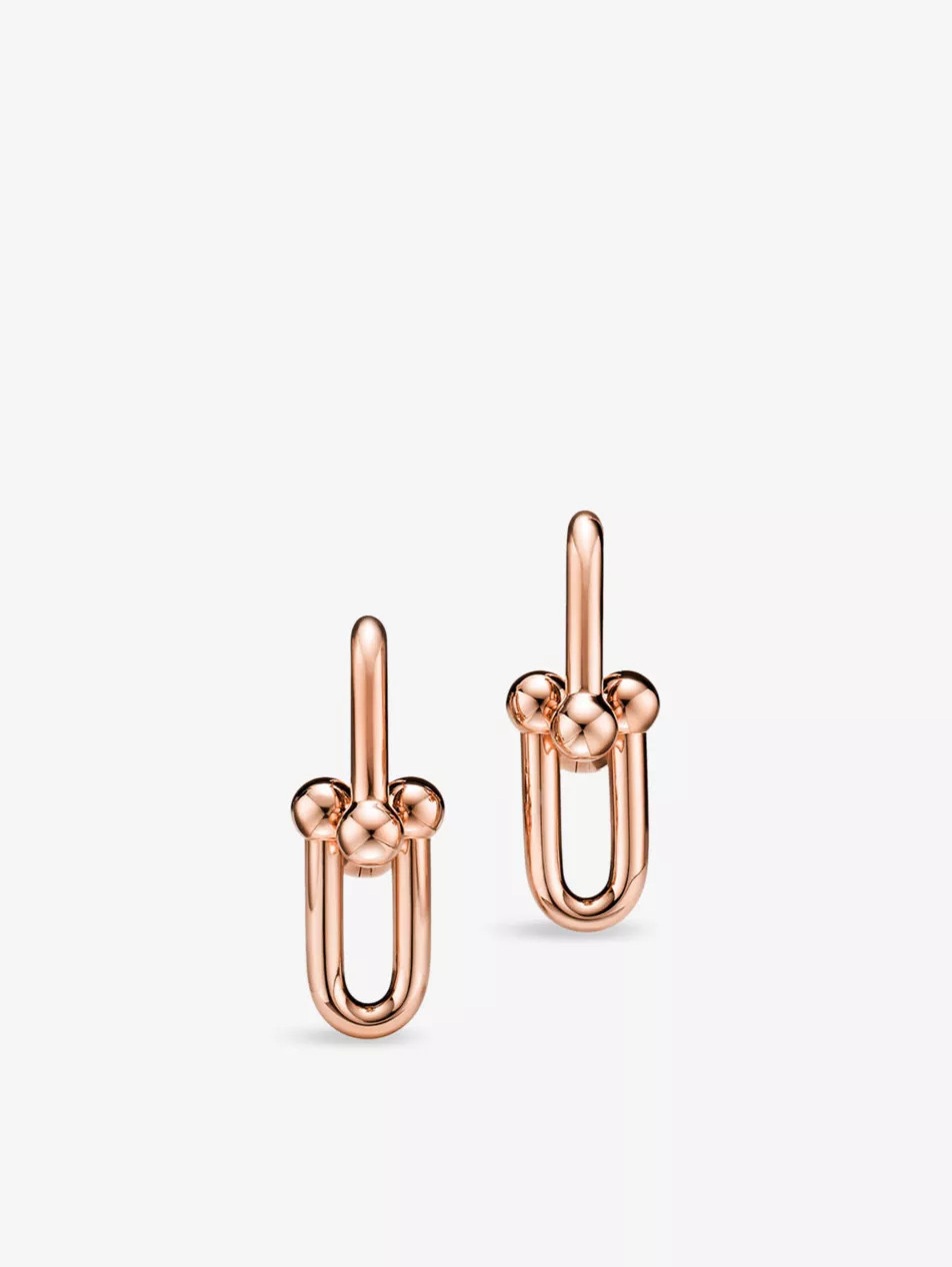 Tiffany HardWear Medium Link 18ct rose-gold drop earrings | Selfridges