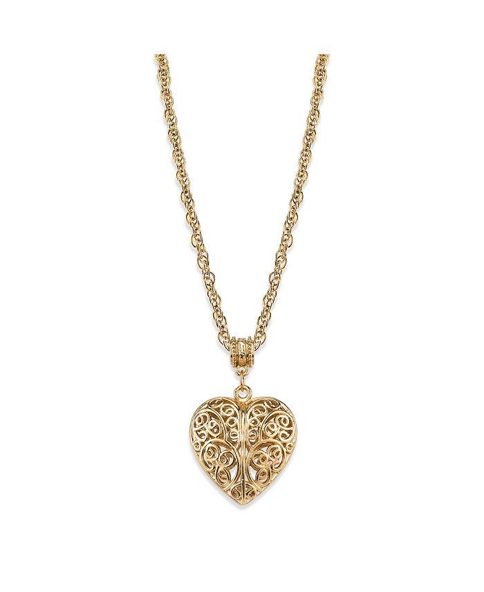 2028 14K Gold-Dipped Filigree Heart with Crystal Accent Necklace 18 | Macys (US)