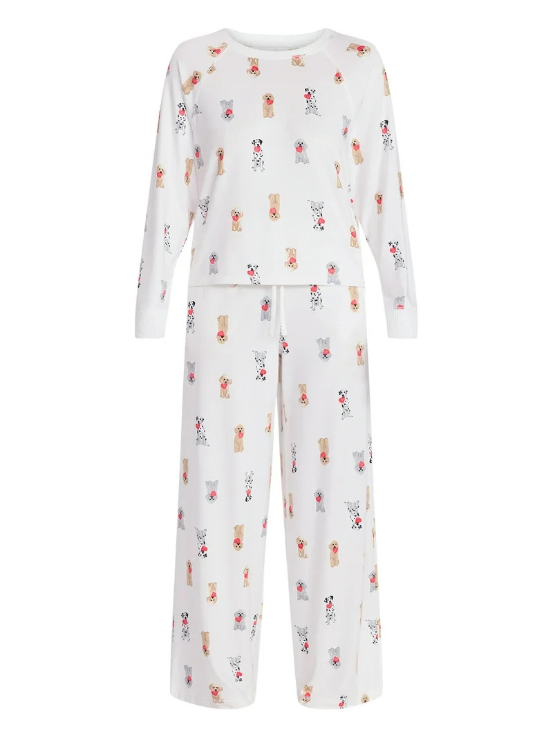 Joyspun Women's Cozy Lounge Collection Hacci Long Sleeve Top and Pants Pajama Set, 2-Piece, Sizes... | Walmart (US)