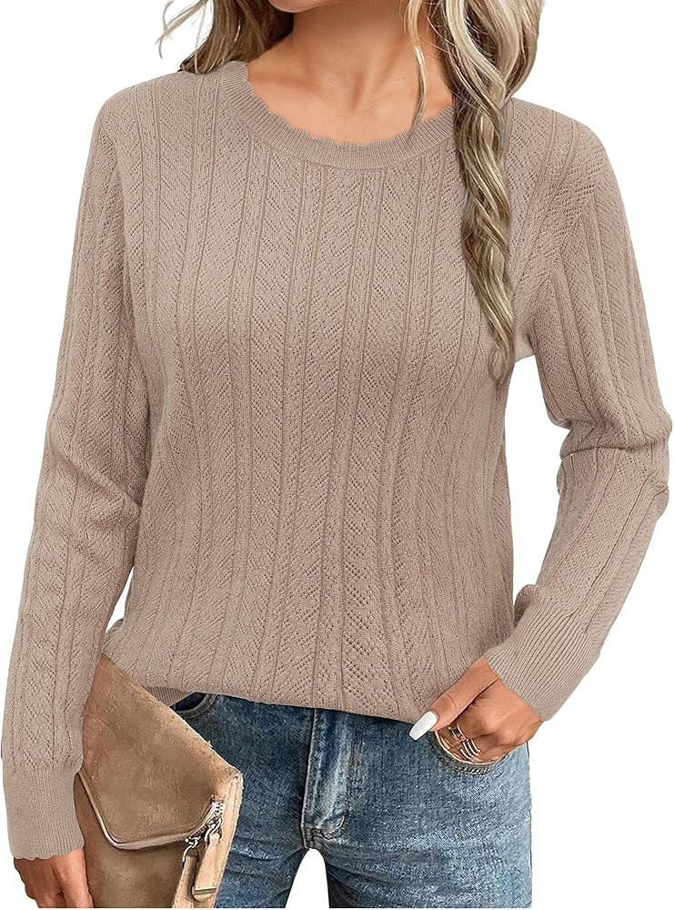 Arach&Cloz Women Sweaters 2024 Fall Ultra-Soft Long Sleeve Business Casual Outfit Crewneck Fashio... | Amazon (US)