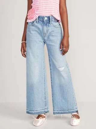 High-Waisted Baggy Ripped Wide-Leg Jeans for Girls | Old Navy (US)