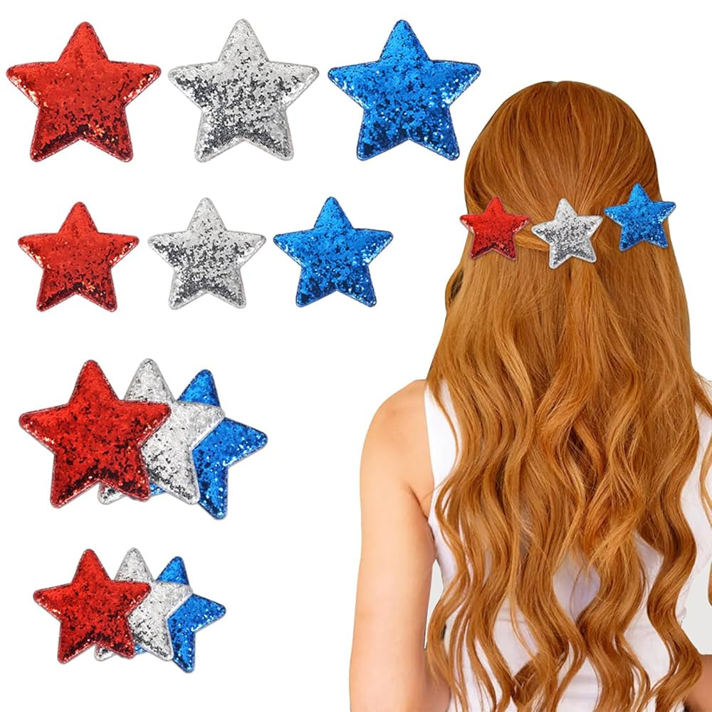 8Pcs Independence Day Hair Clips Big Small Stars Claw Clips Fashion Hair Accessories for Women Gi... | Amazon (US)