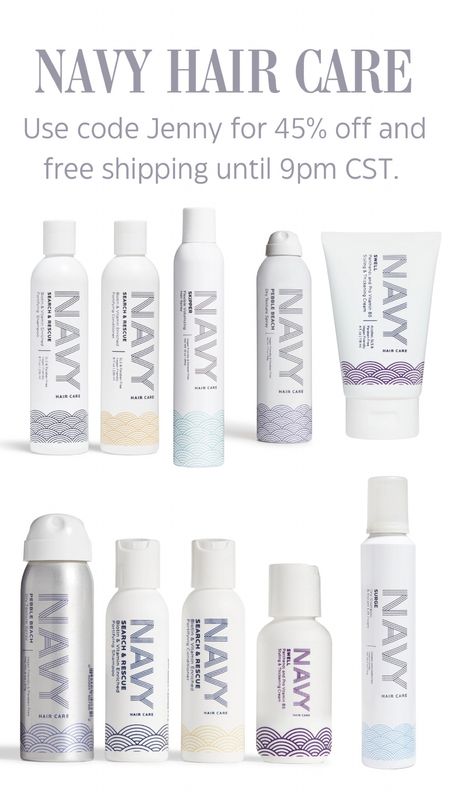 Who knew a quick story about a good hair day would go from good to bad to better? After I raved about Navy Hair Care, the head of the brand saw my stories, ALL of them, and offered 45% off and free shipping with code JENNY from 12-9pm EST time today!  Get it all people!  The Skipper Volumizing Hair Spray, Tidal Bond Shampoo / Conditioner , Surge Instant Lift Foam and the Lagoon Shampoo that gets the chlorine out! 

#LTKstyletip #LTKfindsunder50 #LTKbeauty