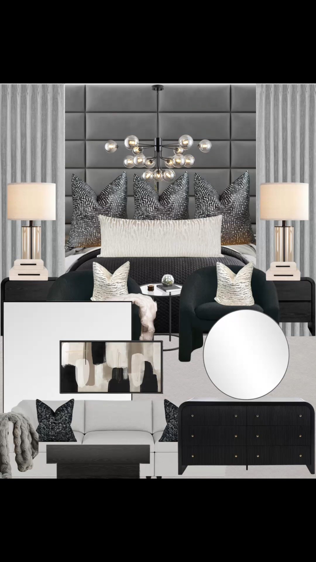 Black White and Gray bedroom inspo.  #masterbedroom #homedecor #interiordesign

#LTKHome