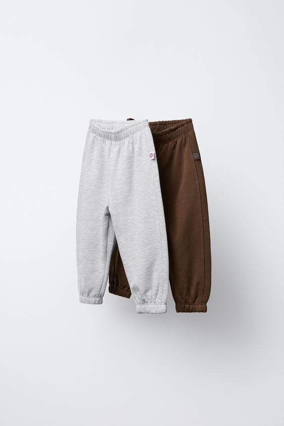 TWO-PACK OF PLUSH JOGGER PANTS WITH LABEL | Zara US