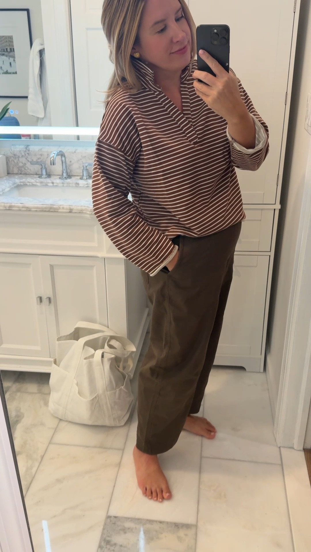 Fall outfit I'll be wearing on repeat! These barrel leg pants are so comfortable (stretchy waist-band, anyone?). Ordering this pullover in more colors!

#LTKFindsUnder100 #LTKFindsUnder50 #LTKMidsize