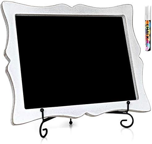 11"x13" Chalkboard Sign with Easel (Rustic White) + White Liquid Chalk Marker | Hanging or Freestand | Amazon (US)