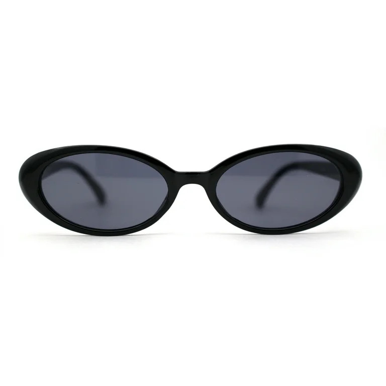 SA106 Womens Simple Classical Oval Thin Plastic Sunglasses All Black | Walmart (US)