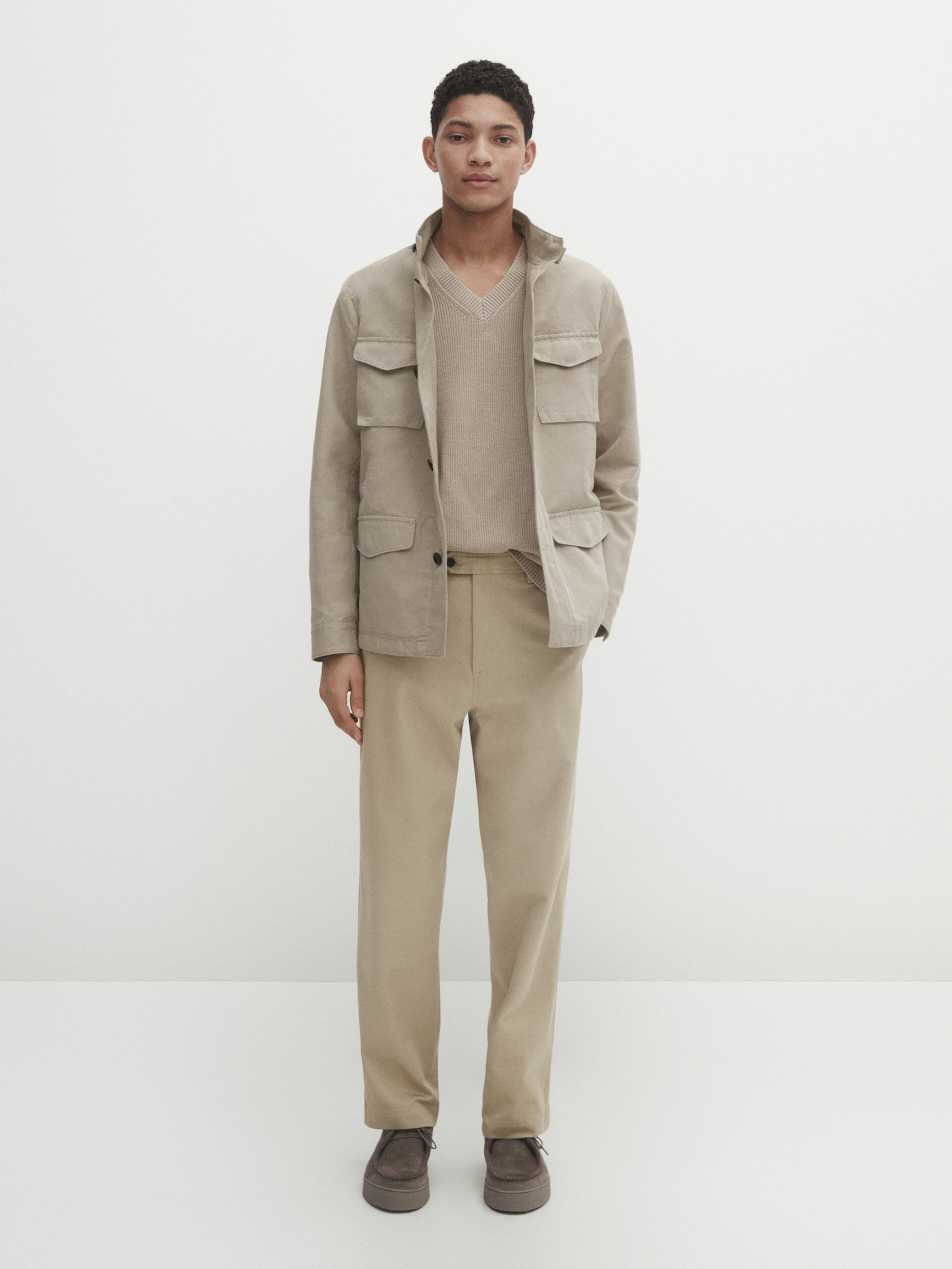 Cotton and linen blend jacket with pockets | Massimo Dutti UK