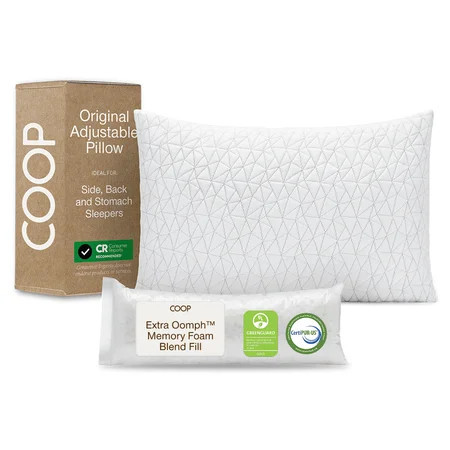 Coop Home Goods Adjustable Pillow, King, Medium-Firm Memory Foam for All Sleep Positions | Walmart (US)